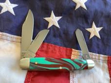 Hen & Rooster -Bertram Cutlery Cattle Rustler Stockman w Super Colorful Handles +Cattle Skull Shield