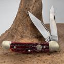 3.75" BOKER UNITED COPPERHEAD RED JIGGED BONE POCKET KNIFE  2 BLADES (123)