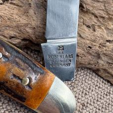Robt Klaas Kissing Crane 1243 S 3-Blade Whittler Pocket Knife Stag Handles (128)