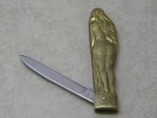 Flying Falcon Brass Nude Lady Figural Knife