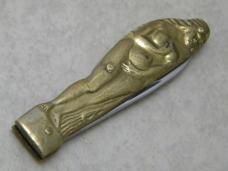 Flying Falcon Brass Nude Lady Figural Knife