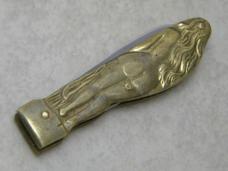 Flying Falcon Brass Nude Lady Figural Knife