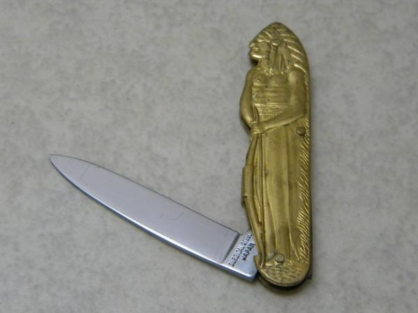 Brass Indian Chief Figural Knife