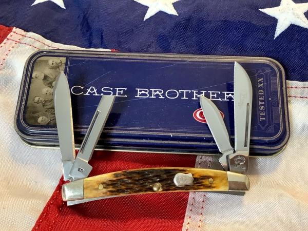Case Brothers Medium 3” Congress (64052) w/ Brown Picked Bone Handles -NOS Case Brothers Medium 3” Congress (64052) w/ Brown Picked Bone Handles -NOS