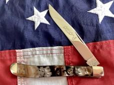Colonel Coon (by Queen) Slimline Trapper Pocket Knife w/ Nice Prater? Synthetic Handles -NOS