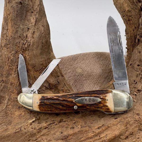 Kissing Crane Whittler Solingen Germany, Stag, Pocket Knife NKCA 1980, (145)