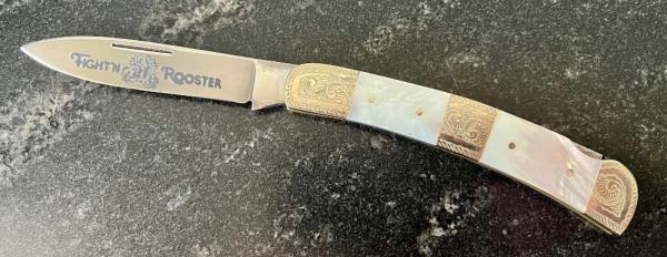 Beautiful Fight'N Rooster By Graham Clayton Mother Of Pearl Lockback Knife, Sheffield England
