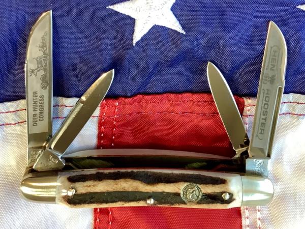 Hen & Rooster -Bertram Cutlery Medium Deer Hunter Congress w/ Nice Stag Handles Hen & Rooster -Bertram Cutlery Medium Deer Hunter Congress w/ Nice Stag Handles
