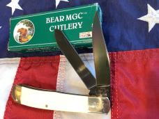 Bear & Son Custom 2 Blade Trapper w/ Ivory Handles & Titanium Blades -NOS
