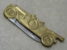 Remington UMC Brass Antique Car Figural Folding Knife *