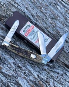 SCHATT & MORGAN ** ANTIQUE GREEN JIGGED BONE LARGE STOCKMAN (1 OF 600)