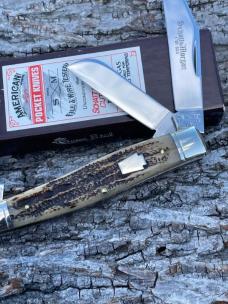 SCHATT & MORGAN ** ANTIQUE GREEN JIGGED BONE LARGE STOCKMAN (1 OF 600)