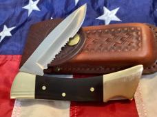 Mid 1980s Case xx Folding Hunter w/ Wood Handles in box & Sheath -NOS
