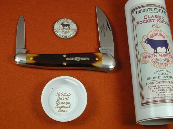 Great Eastern Cutlery GEC Burnt Orange Sawcut Bone Campfire Whittler Knife NIT USA Made 380225