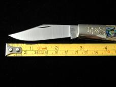 Schatt & Morgan Smooth Abalone Barlow Knife By Cooper Cutlery Rare C69A Clip Blade Made In USA 