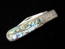 Schatt & Morgan Smooth Abalone Barlow Knife By Cooper Cutlery Rare C69A Clip Blade Made In USA 