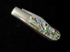 Schatt & Morgan Smooth Abalone Barlow Knife By Cooper Cutlery Rare C69A Clip Blade Made In USA 