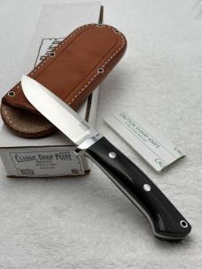Bark River Classic Drop Point Hunter Black Linen Micarta Handles New In Box Made In USA 