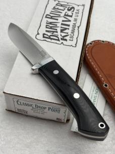 Bark River Classic Drop Point Hunter Black Linen Micarta Handles New In Box Made In USA 