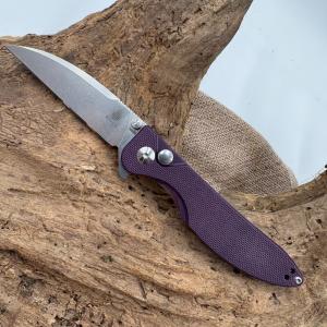 Kizer Swayback Folding Knife Purple Scales Button Lock N690 Wharncliffe  (119)