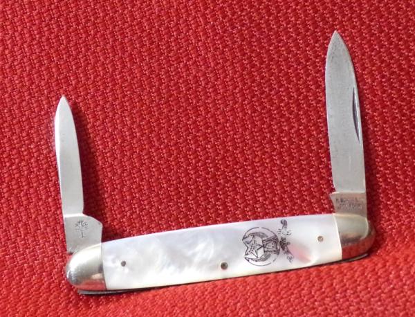  VINTAGE H. BOKER & CO. SOLINGEN 1919-1932 EQUALEND ETCHED KING CUTTER ON BLADE ENGRAVED PEARL 