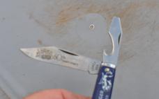 Long Ranger By Camco 60th Anniv. Blue Celluloid Mint Bail 3 1/2" Closed Mirror Polish 2 Blades