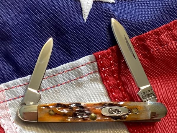 Case xx 2000 Eisenhower (6201) w/ Autumn Peach Seed Bone Handles -NOS Case xx 2000 Eisenhower (6201) w/ Autumn Peach Seed Bone Handles -NOS