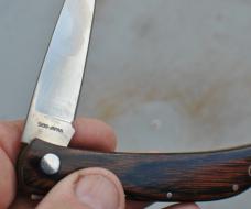 Al Mar Seki City Japan Falcon 4" Closed Mint Handled Never Honed Wood handles Lanyard Hole 