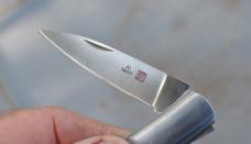 Al Mar Seki City Japan Hawk Mint Factory Edge Stainless handles 3 3/8" Closed Lanyard Hole Top Lock