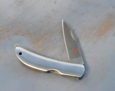 Al Mar Seki City Japan Hawk Mint Factory Edge Stainless handles 3 3/8" Closed Lanyard Hole Top Lock