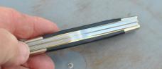 Buck 307 Pre Date Code Mint Factory Edge Never Used 4 1/4" Closed Slant Bolsters Saw Cut Delrin 