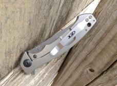 Zero Tolerance 0450CFDAMS Flipper Knife Orange/Red Marbled Carbon Fiber Ladder Damascus Blade - NEW