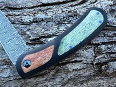 JOHAN ELLIS CUSTOM LION DAMASTEEL PAPER MICARTA FRAME WITH GIRAFFE INLAYS 