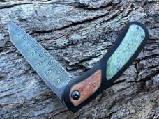 JOHAN ELLIS CUSTOM LION DAMASTEEL PAPER MICARTA FRAME WITH GIRAFFE INLAYS 