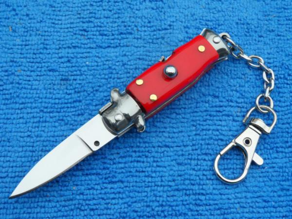 New 3-3/4" Wasp Body Red handle Stiletto keychain Switchblade Knife New 3-3/4" Wasp Body Red handle Stiletto keychain Switchblade Knife