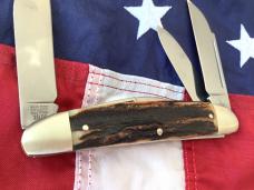Hen & Rooster -Bertram Cutlery Large Deer Hunter Congress w/ Nice Stag Handles