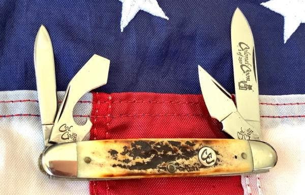 Colonel Coon (by Queen) One of 250, Jr Scout Knife w/ Great Stag Handles