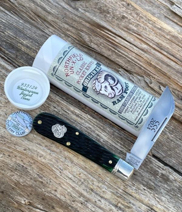 GEC NORTHFIELD ** 933124 WINTERGREEN JIGGED BONE RAMS FOOT CCC CLUB KNIFE (ONLY 30 MADE) GEC NORTHFIELD ** 933124 WINTERGREEN JIGGED BONE RAMS FOOT CCC CLUB KNIFE (ONLY 30 MADE)