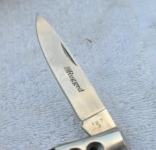 Al Mar Connection? Mint 3 3/8" Closed Hard Wood Handle Seki japan ATS-36 Drilled Through Bolsters