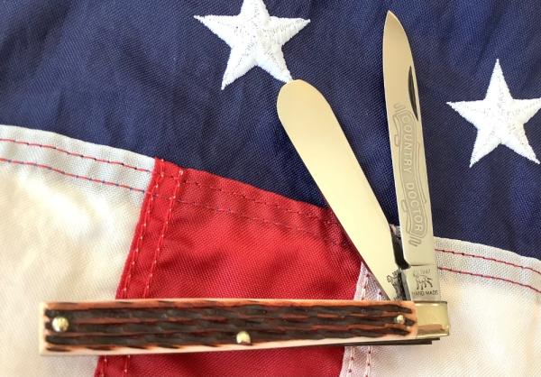 1997 Bulldog Brand HAND MADE 2 Blade Doctor Knife w/ Wide Spatula Bade & Brown Jigged Bone Handles 1997 Bulldog Brand HAND MADE 2 Blade Doctor Knife w/ Wide Spatula Bade & Brown Jigged Bone Handles