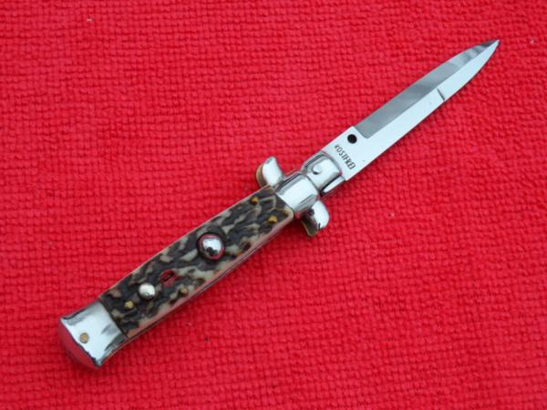 vintage 5-1/2"Oreste Dibon classic Stiletto Stag handles red dot swivel bolster vintage 5-1/2"Oreste Dibon classic Stiletto Stag handles red dot swivel bolster