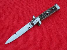 vintage 5-1/2"Oreste Dibon classic Stiletto Stag handles red dot swivel bolster 