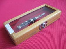 Oreste Dibon Italian 12cm. Stag MAURO MARIO Picklock Stiletto Switchblade Knife - with Display Case