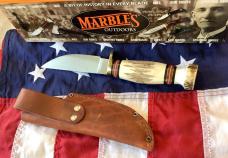 Marbles USA -Plainsman Skinner w/ Stag handles & Stag pomel -Razor Sharp!