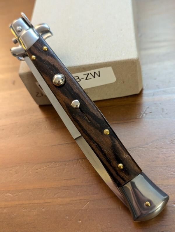 NEW FRANK BELTRAME SWITCHBLADE STILETTO 28cm-11INCH IN ZIRICOTE WOOD BAYONET BLADE 