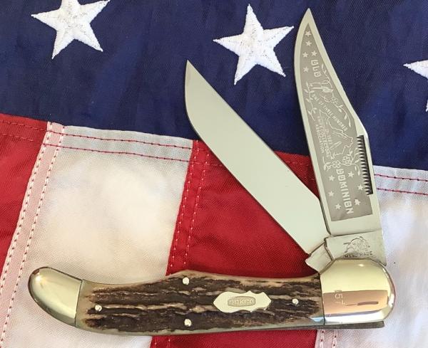 Bulldog Brand 2 Blade Hunter w/ Old DomInion Club Blade w/ Great Slab Stag Handles -NOS Bulldog Brand 2 Blade Hunter w/ Old DomInion Club Blade w/ Great Slab Stag Handles -NOS