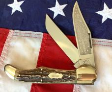 Bulldog Brand 2 Blade Hunter w/ Old DomInion Club Blade w/ Great Slab Stag Handles -NOS
