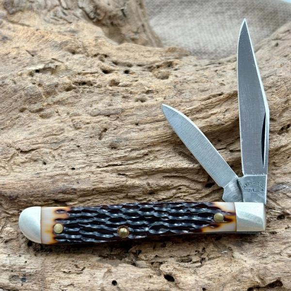 Queen Cutlery Co. USA 9175 Chipped Bark Peanut 2 blade Folding PocketKnife (165)
