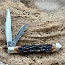 Queen Cutlery Co. USA 9175 Chipped Bark Peanut 2 blade Folding PocketKnife (165)