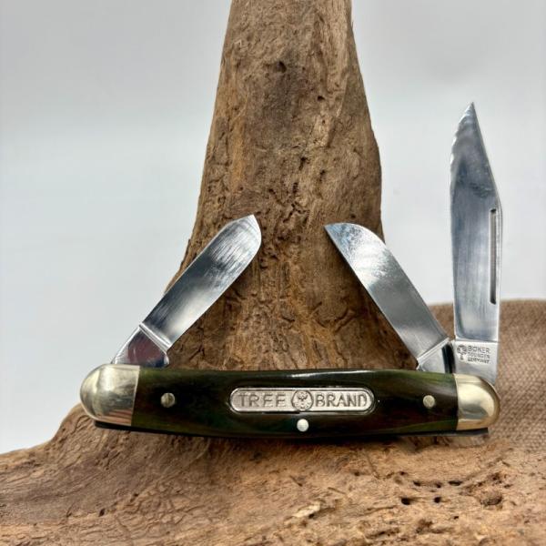Boker Solingen Germany Tree Brand Green Bone 3 Blade Stockman Folding knife(167)
